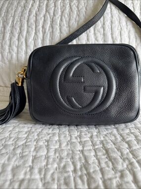 Navy (hard color to find) Soho disco GUCCI  Leather Crossbody in VG used cond